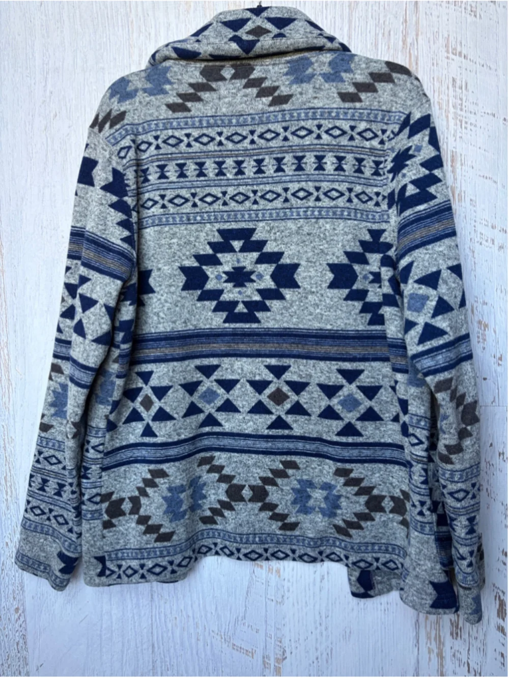 Women’s Levi's Aztec Patterned Cardigan Sweater Size L Grey Blue